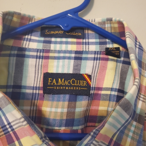 Mens FA MacCLUER Button Down Short Sleeve Shirt Summer Cotton XXL - Picture 3 of 4